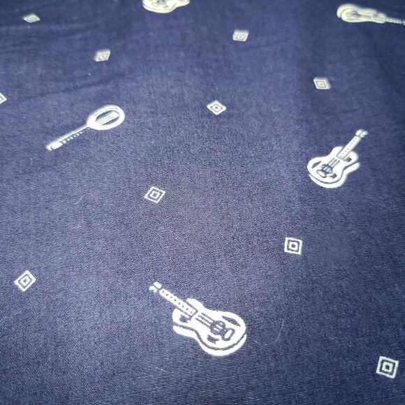 Adam Levine Guitar Print blue Short Sleeve Button-Up Shirt - Picture 4 of 4